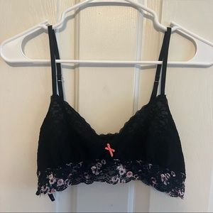 Aerie lace bralette black and flower print